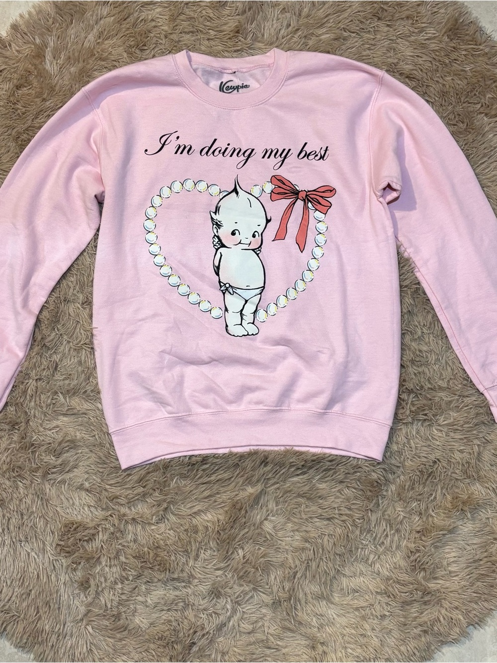 Women’s Pink Graphic Crewneck Sweatshirt - 'I'm Doing My Best'